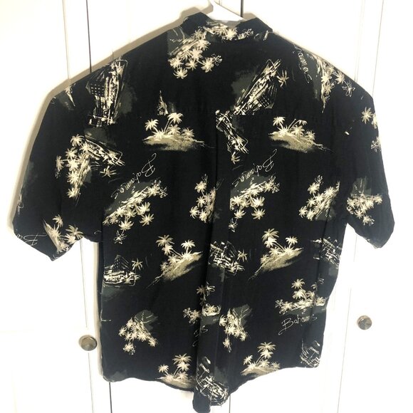 Puritan Shirt Men 3XL XXXL Black Beige Bahamas Palm Trees Resort 100% Cotton - Picture 1 of 6